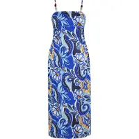 IZIA Vestido de verão marinho / turquesa / azul cobalto / amarelo