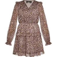 Faina Vestido castanho / ouro / cinzento claro / malva