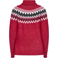 Usha Pullover cinzento / vermelho escuro / branco