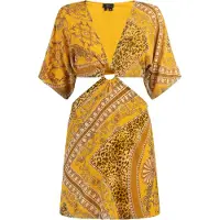 Faina Vestido bege / castanho / amarelo
