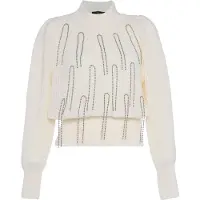 Faina Pullover cinzento-prateado / branco lã
