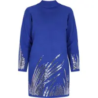 Faina Vestido de malha azul real / prata