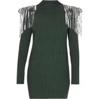 Faina Vestido de malha verde escuro / prata
