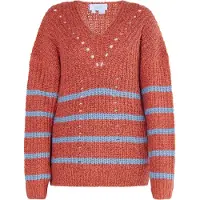 Usha Pullover azul claro / vermelho ferrugem