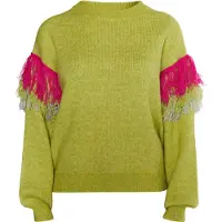 IZIA Pullover cinzento claro / kiwi / rosa