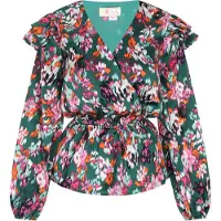 IZIA Blusa azul pastel / verde escuro / orquídea / laranja escuro