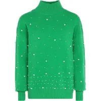 Faina Pullover verde relva / branco pérola