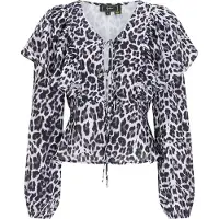 Faina Blusa cinzento / preto / branco