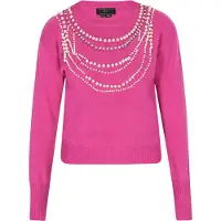Faina Pullover rosa / branco lã