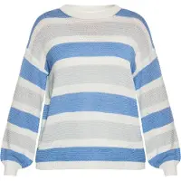 Usha Pullover azul / cinzento claro / branco
