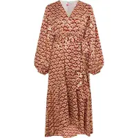 IZIA Vestido castanho / ouro / vermelho / branco