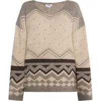Usha Pullover 'Rakata' bege / castanho escuro / acinzentado