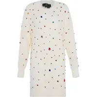 Faina Vestido de malha genciana / verde / vermelho / branco natural