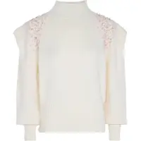 Faina Pullover cor-de-rosa / prata / transparente / branco lã