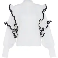 Faina Pullover preto / branco lã