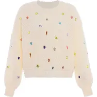 Faina Pullover azul / laranja / branco lã