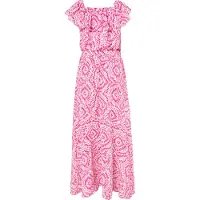 IZIA Vestido de verão rosa / vermelho escuro / branco