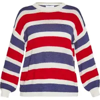 Usha Pullover azul / vermelho / offwhite