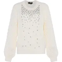 Faina Pullover prata / branco lã