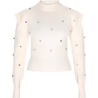 Faina Pullover azul / vermelho / prata / branco lã