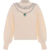 Faina Pullover bege / esmeralda / prata
