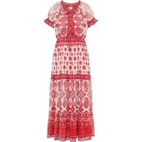 Usha Vestido rosa pastel / vermelho / preto / branco