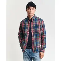 Gant para homem. 3250012 Camisa xadrez índigo Ajuste regular azul (L), Casual, Algodão, Manga comprida