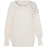 Faina Pullover azul / vermelho vivo / branco lã