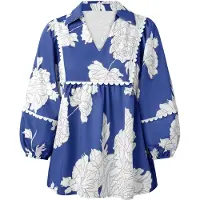 Imily Bela Blusa azul / cinzento escuro / branco