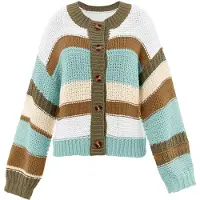 Imily Bela Casaco de malha aqua / caramelo / oliveira / branco
