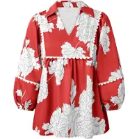 Imily Bela Blusa cinzento / vermelho / branco