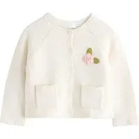Next Casaco de malha 'Flower Girl' verde escuro / cor-de-rosa / branco