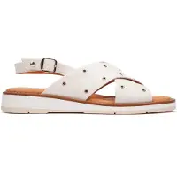 Pikolinos para mulher. W9B-0789C1 Sandálias Roquetas em pele bege (36), Couro, 1 a 3cm, Fivela, Casual