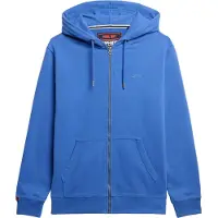 Superdry para homem. M2014128A Sweatshirt com capuz com fecho de correr e logótipo essencial azul (M), Casual, Algodão