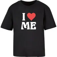 Miss Tee Camisa 'I Love Me' vermelho sangue / preto / branco