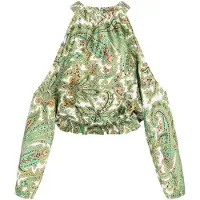 Ebeeza Blusa 'Spring Summer' jade / verde claro / cor-de-rosa / branco