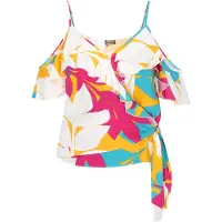 Ebeeza Blusa 'Fashion Look' azure / caril / rosa / branco