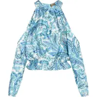 Ebeeza Blusa 'Spring Summer' azul / azure / menta / branco