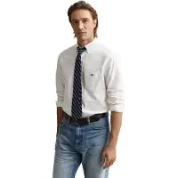 Gant para homem. 3000200 Camisa Oxford de ajuste regular branca (L), Branco, Casual, Algodão, Clássico, Manga comprida