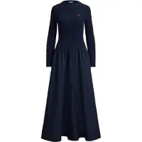 Ralph Lauren para mulher. 211A96349004 Vestido de algodão com corpete marinho (L), Azul, Casual, Manga curta