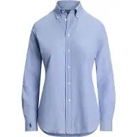 Ralph Lauren para mulher. 211941509004 Camisa de algodão elástico fil-à-fil azul (38), Casual, Manga comprida