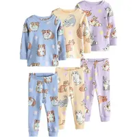 Next Pijama 'Snuggle' azul céu / castanho / amarelo / roxo claro