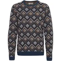 Blend Pullover azul noturno / azul escuro / conhaque / branco