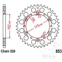 JT Sprockets Roda Dentada Traseira 520 Jtr853.49 Steel