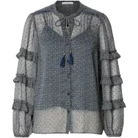 Pepe Jeans para mulher. PL3051398 Blusa âmbar azul-marinho (L), Casual, Clássico, Poliéster, Manga comprida