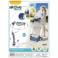 Aktive 62683 Carrinho De Praia Dobrável Com Rodas Grandes 47x75x104 Cm