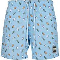 Urban Classics Calções de banho azul claro / amarelo / branco