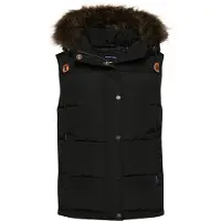 Superdry para mulher. W5011395A Colete de pele sintética Everest preto (M), Casual, Poliéster