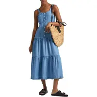 Pepe Jeans para mulher. PL953483 Vestido Edith azul (XS), Casual, Sem mangas / correias, Lyocell, Sustentável