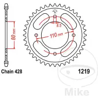 JT Sprockets Roda Dentada Traseira 428 Jtr1219.42 Steel